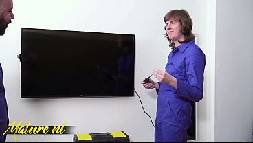 French Cougar Gets Her Holes Serviced By Maintenance Guys